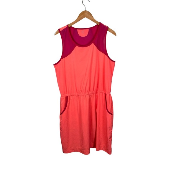 Title Nine 9 Tank Dress‎ Size XLarge Orange Pink Color Block Tennis Nimblene - Picture 1 of 9
